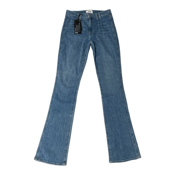 NEW PAIGE High Rise Manhattan Vintage Slim Boot Vintage 27 Tall Blue Denim Jeans - Picture 3 of 9